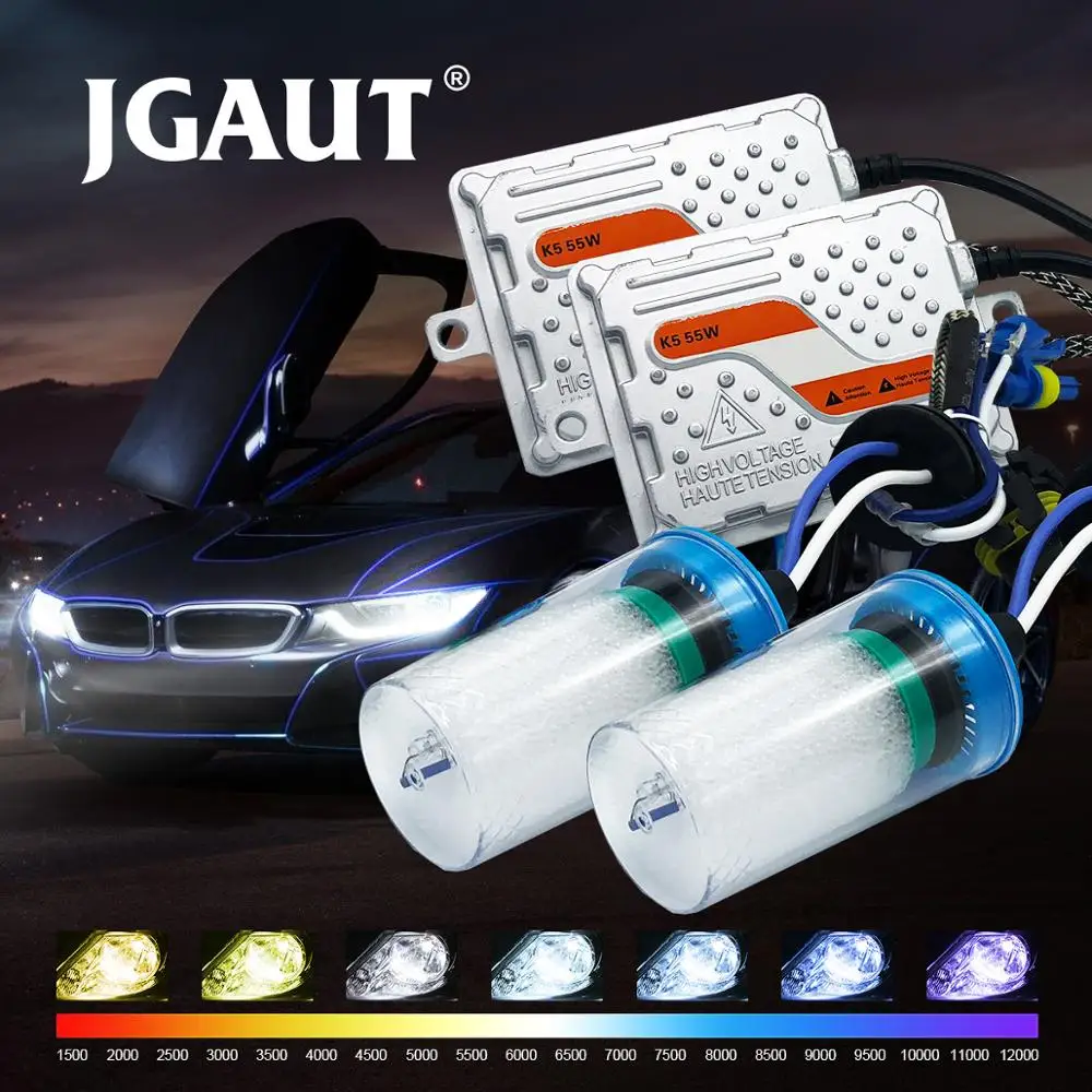 JGAUT 55 Вт Xenon HID Kit AC H7 Быстрый старт фары для автомобиля 3000K 4300K 5500K 6000K 8000K балластная