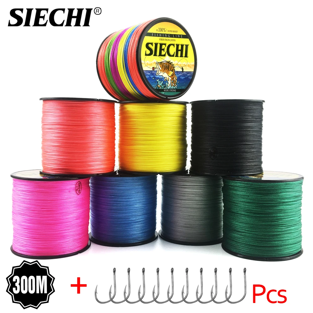 Плетеная рыболовная леска SIECHI 4 нити 12 15 20 30 38 43 52 62 83lb 300 м|Рыболовные лески| |