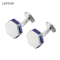 lepton enamel cufflinks classic hexagonal metal cufflink gift for men fathers day lover friends wedding anniversaries birthdays