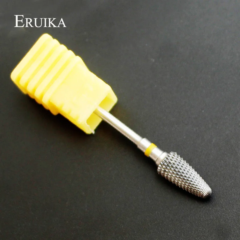 ERUIKA 1pc Yellow XF Nail Art Drills Bit Cuspidual Carbide Electric Rotary Drill File Remove Gel Manicure Bits | Красота и здоровье