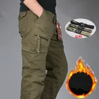 Брюки-карго мужские зимние с флисовой подкладкой, плотные теплые двухслойные повседневные хлопковые брюки, камуфляжные армейские мешковатые штаны, 5XL
