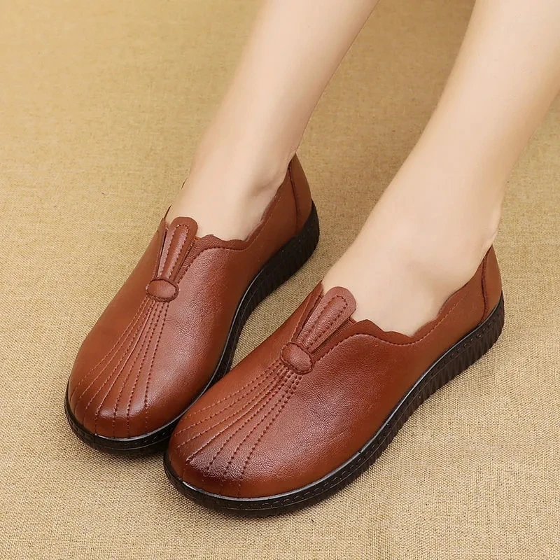 

Women's Concise Spring Shoes Sneakers Chaussure Femme Guenine Leather Slip On Loafers Ladies Oxford Shoes Moccasin Woman Size 41