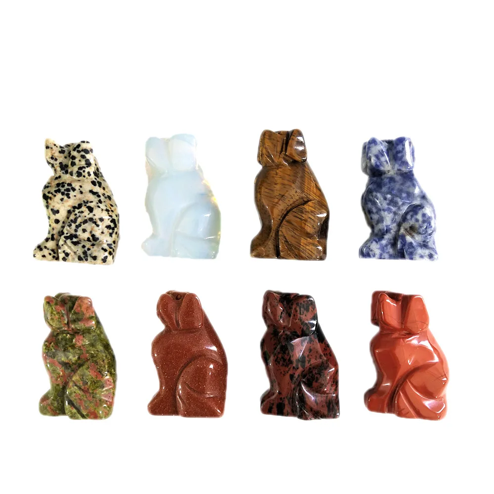 2 inch Natural Gemstone Hand Carved Quartz Crystal Dogs Decoration Gift Animal Figurines ZX | Дом и сад