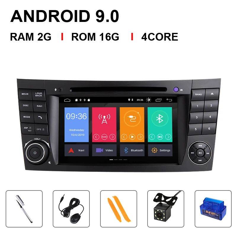 4 Core 16ROM OBD Cam DSP 2 din Android 9 автомобильный DVD мультимедиа для Mercedes Benz e-класс W211 E200 E220 E300E350 E240E280 CLS класс W219 gps Радио Аудио - Цвет: 4 Core 16ROM OBD Cam