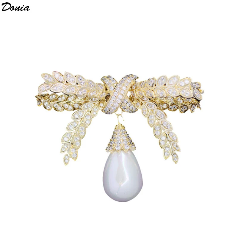 

Donia Jewelry New fashion shell bead bow high-end brooch luxury ladies pin coat luxury retro accessories ladies scarf pin