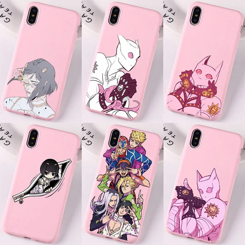 JOJO 39 s причудливые Приключения японский чехол для телефона аниме для iPhone 7 8 6 plus 6s X XS max XR 5 5S SE розовый белый цвет