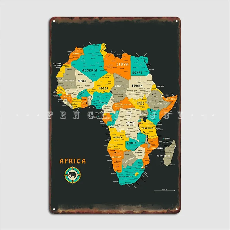 

Africa Map Poster Metal Plaque Plaques Wall Pub Mural Customize Tin Sign Poster