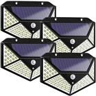 Уличная лампа на солнечной батарее с датчиком движения, светодиодный водонепроницаемый светсветильник светильник с питанием от солнечного света для украшения сада, 122, 100 светодиодов