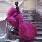 Женское вечернее платье из фатина, розовое праздничное платье макси без бретелек, большого размера, на заказ