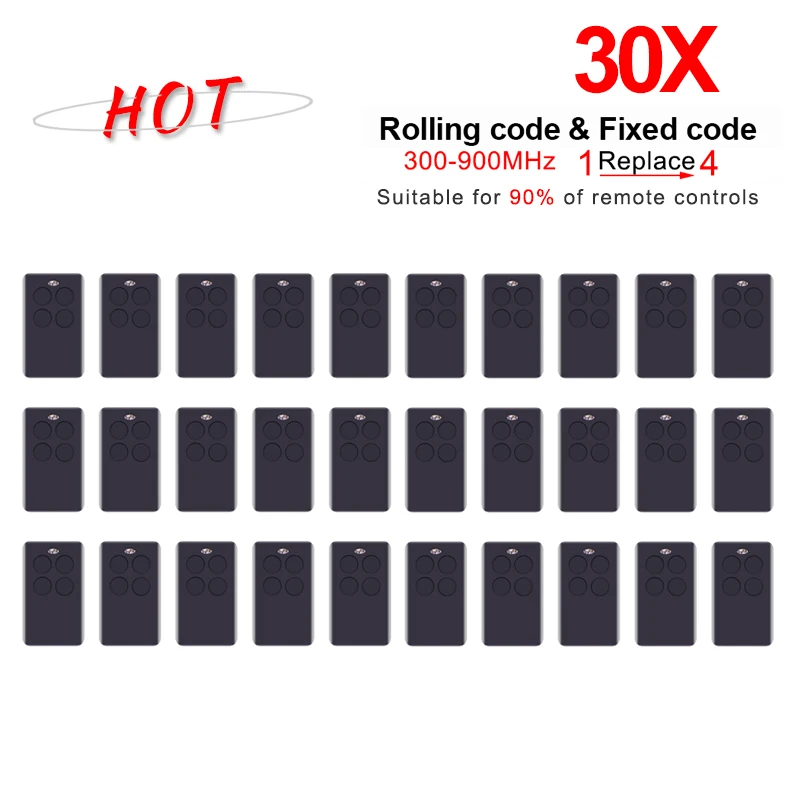 

30PCS Garage Remote Control 433MHz Door Opener 287MHz-868MHz Fixed Rolling Code Remote Control for Gate NEW
