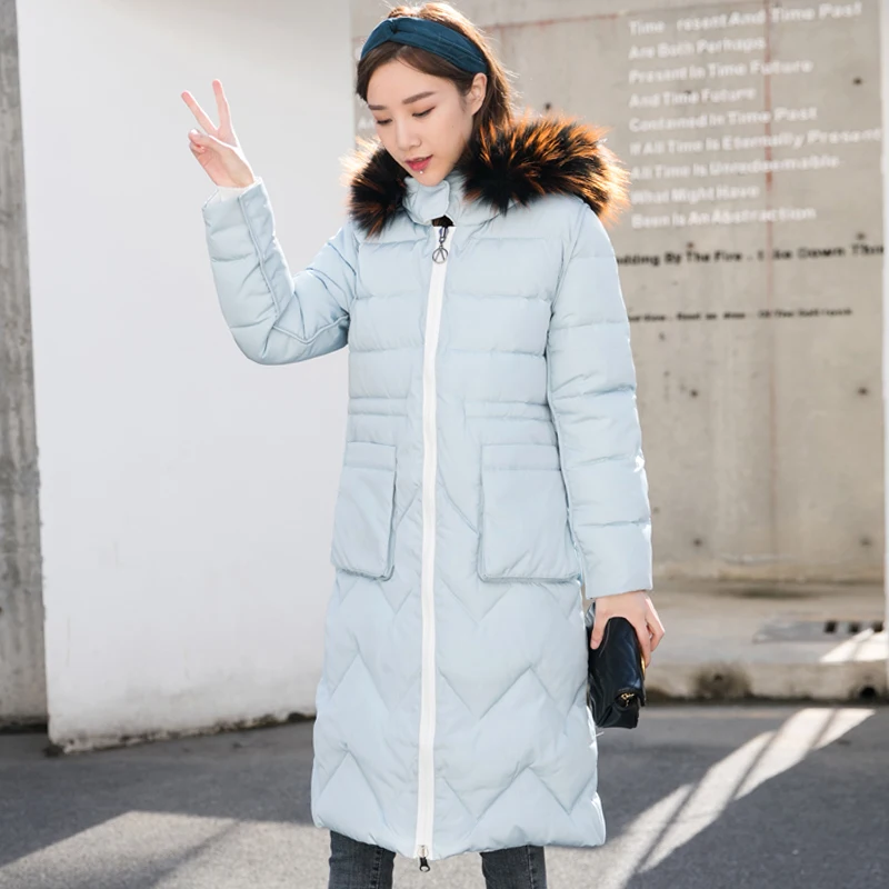 Женская парка с меховым воротником длинное теплое пальто зимняя куртка высокого