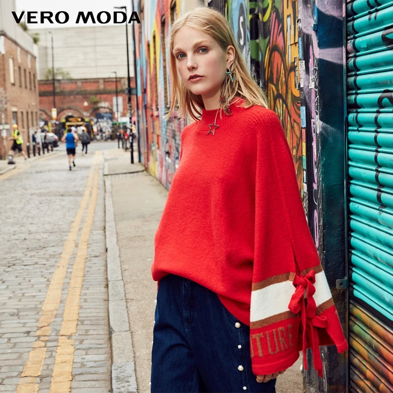 Vero Moda женский свитер на шнуровке с рукавами «летучая мышь» с надписями | 318325508