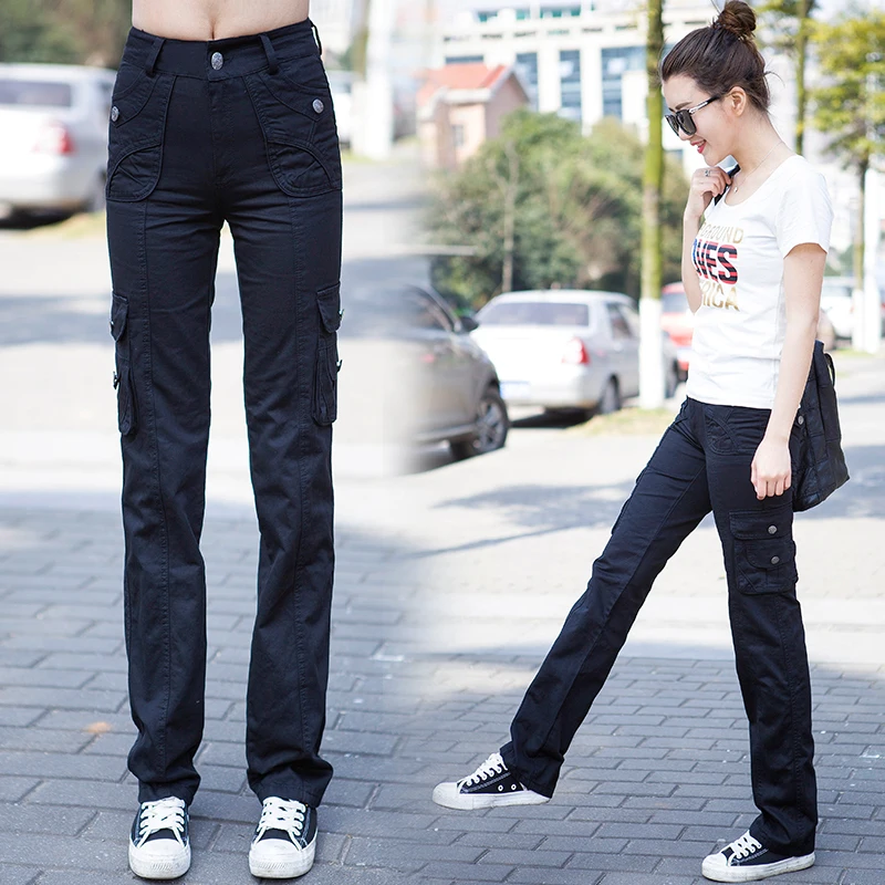 Women Workout Casual Military Camouflage Cargo Pants Overalls Ladies Straight Multi-pocket Joggers Trousers Pantalon Femme | Женская