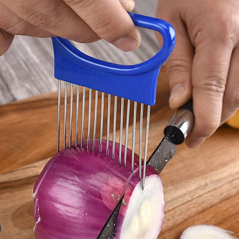 

Portable Onion Needle Stainless Steel With Rounded Hand Grip Slice Kitchen Food Accessory Vegetables Tools Kitchen Accessiories