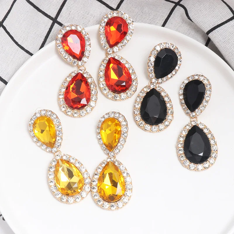 Классические красные черные зеленые синие желтые серьги в форме капли воды с