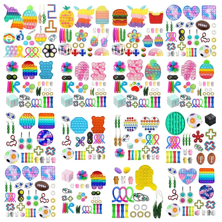 

138 Styles Fidget Toys Pack Anti Stress Toy Set Marble Relief Gift For Adults Children Sensory Antistress Relief Figet Toys Box