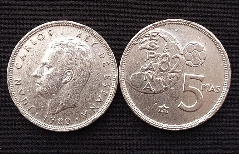 Испания 5 Ptas монеты ЕС издание Европа 100% настоящие оригинальные использованные
