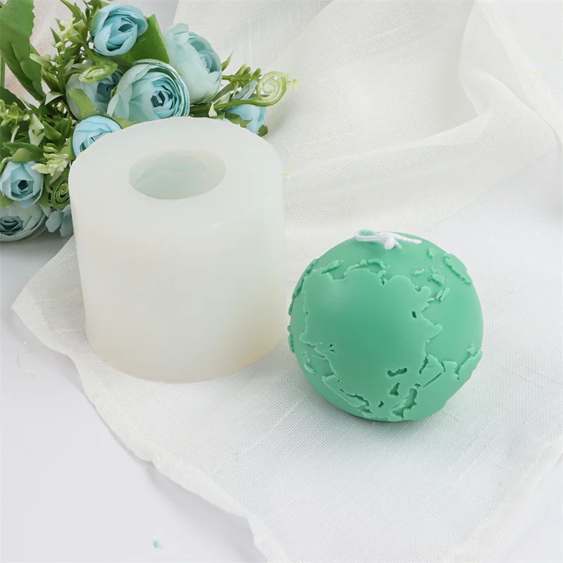 

Ornaments Round Ball World Candle Silicone Mould Planet Earth Globe Soap Mold Handmade Plaster Desktop Model for Home Decoration