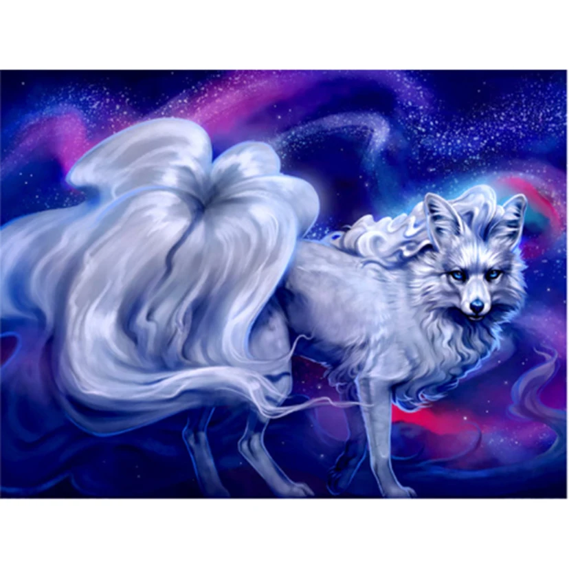 

Алмазная вышивка 5D «сделай сам» с ледяным огнем и лисой, полноэкранная круглая алмазная живопись, вышивка крестиком стразы, домашний декор