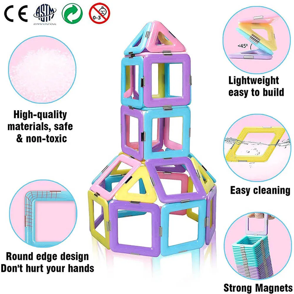 32-269PCS Magnetic Building Blocks Construction Set Magnets Constructor Stacking Toys for Children Kids Best Birthday Gift | Игрушки и