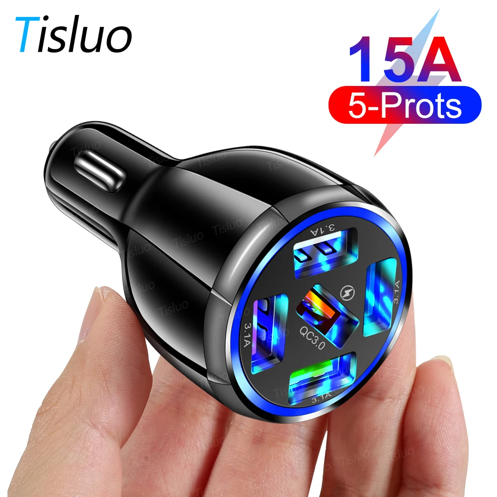 

5 USB Car Charger Quick Charge 3.0 Fast Charging Car-Charger for iphone 12 11 xiaomi Huawei Samsung Mobile Phone Adapter in car