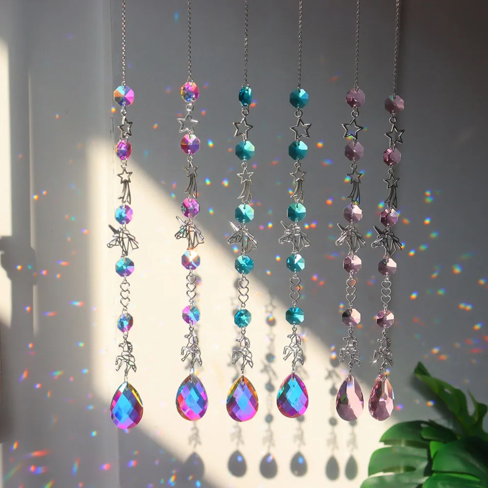 

Crystal Windchime Ornaments Star Horse Pendant Window Craft Christmas Tree Outdoor Garden Hanging Beads Sun Catchers Decor Gifts