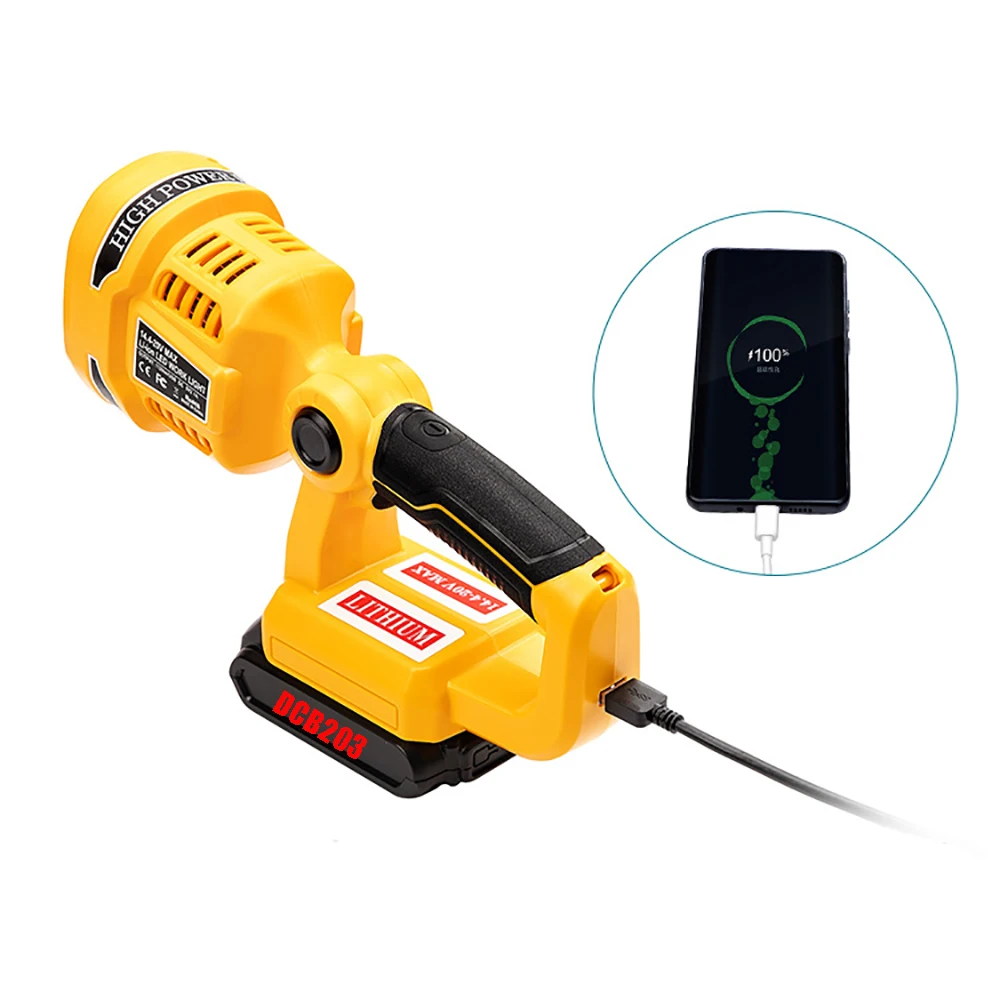 저렴한 휴대용 스포트라이트 LED 경고등 작업등 손전등 토치 핸드 랜턴 Dewalt XR 14.4V 18V 20V FlexVolt 리튬 이온 배터리, Dewalt Xr용 포터블 스포트라이트 경고등