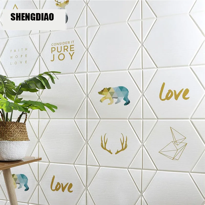 

3d three-dimensional wall stickers nordic bedroom living room background wall decoration stickers self-adhesive wallpaper