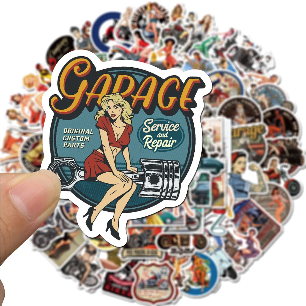 1050100pcs classic retro girl stickers motorcycle laptop guitar luggage waterproof graffiti sticker decal kid classic toys free global shipping