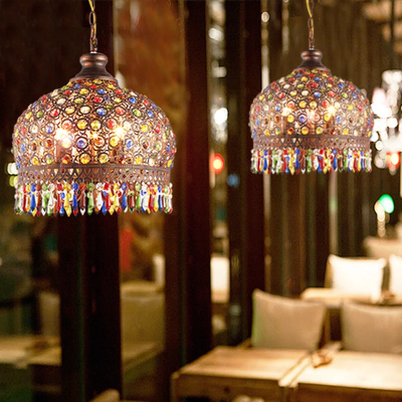 Богемные красочные хрустальные светодиодные люстры освещение для столовой