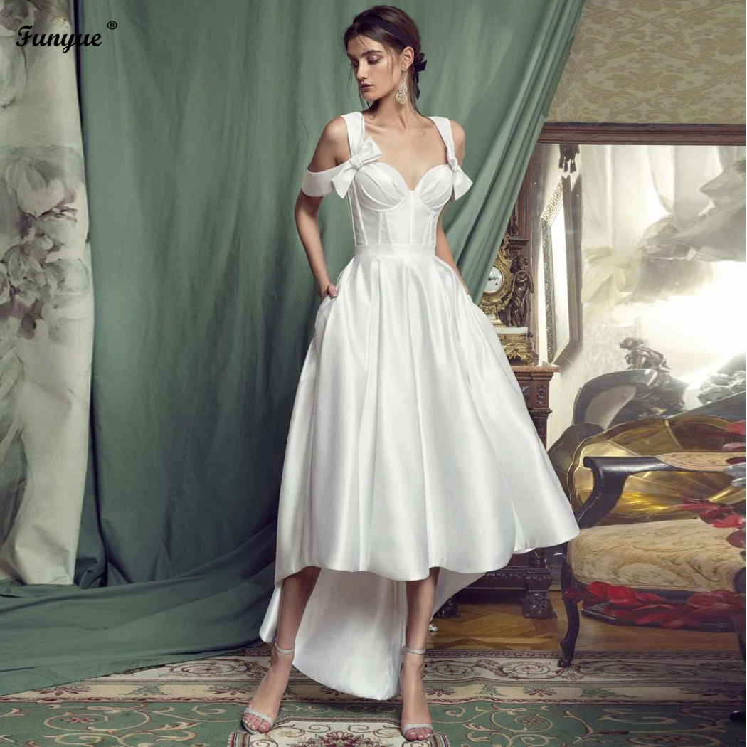 

Платье свадебное цвета слоновой кости, с карманами, ТРАПЕЦИЕВИДНОЕ, атласное