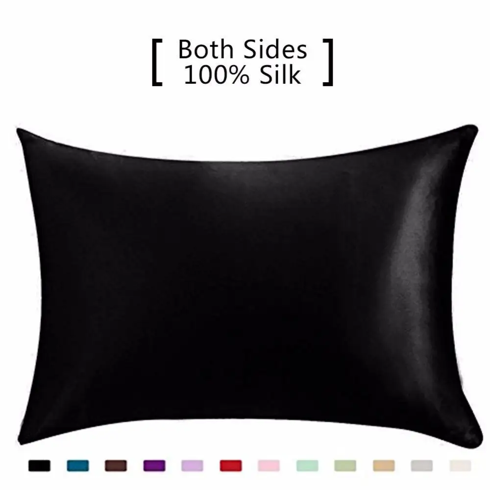 

100% Mulberry Silk Pillowcase Pure,19 Momme Both Side Real Silk Pillowcases Hidden Zippered Slip Silk Pillowcase Hypoallergenic