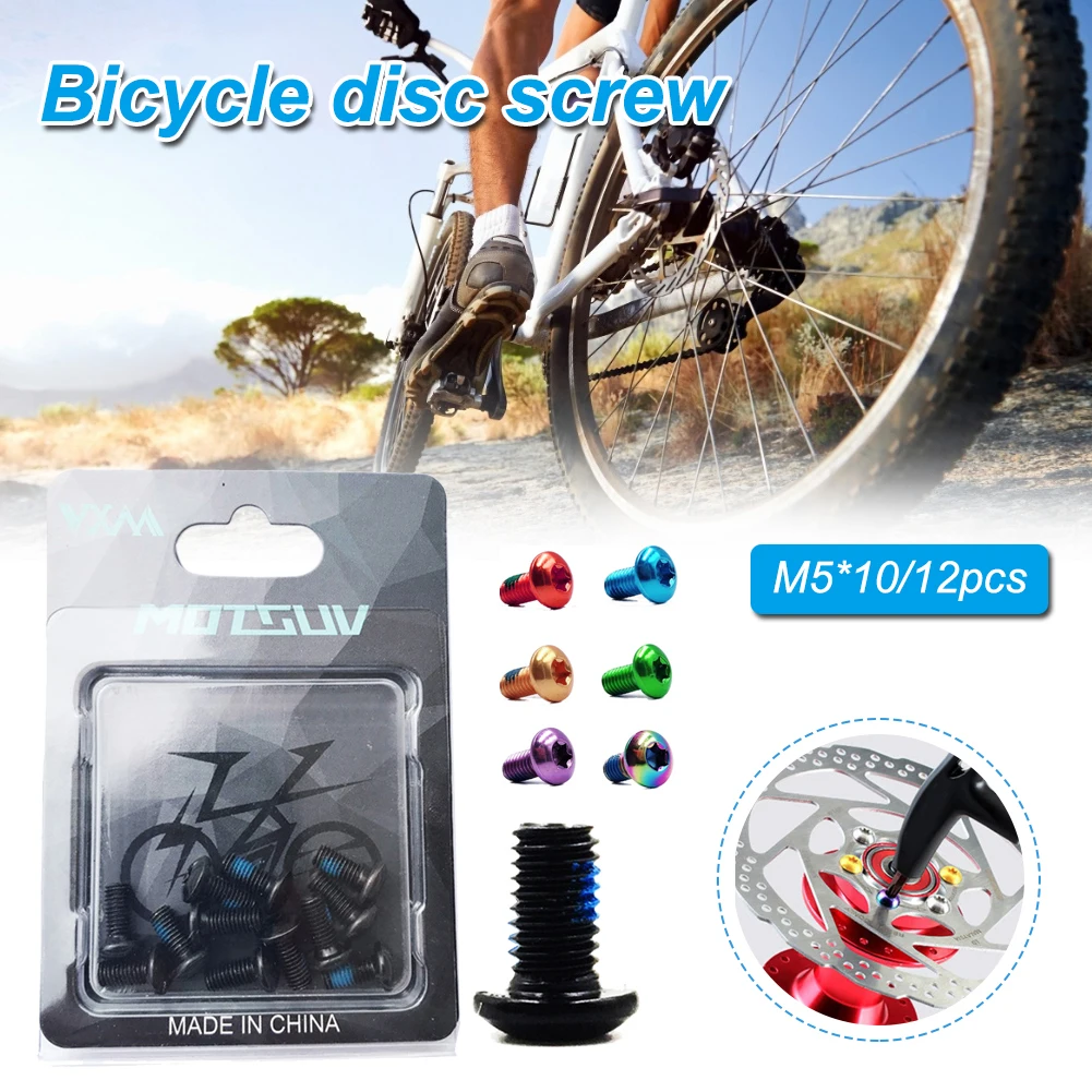 

12pcs Mtb Bike Disc Brake Rotor Bolts T25 M5x10mm Disc Brake Rotor Screws Alloy Steel Screws Colorful Rotor Bolts Bicycle Tool