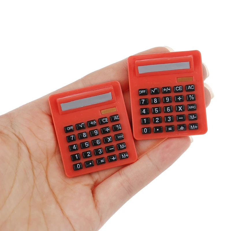 

2pcs Red Color 1/12 Dollhouse Miniature Mini Calculator Model Furniture Toys Doll Learning Computing Accessories