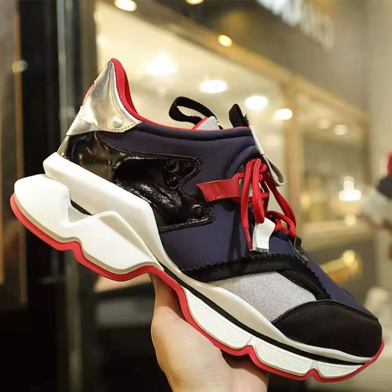 

The latest red-bottomed pair of sports shoes 2021 men's casual fashion trend pure handmade leather counter women's non-slip run