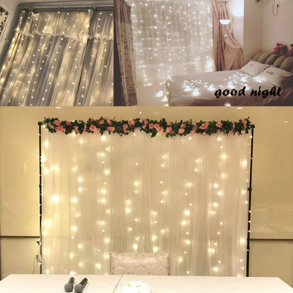 СВЕТОДИОДНАЯ Гирлянда занавес 3*3 м 8 режимов питание от USB|Светодиодная лента| |
