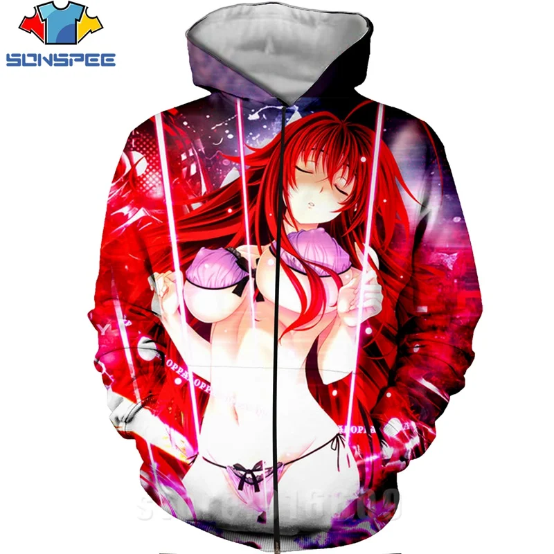 Школьная толстовка на молнии с 3D принтом Rias Gremory аниме куртка в стиле Харадзюку