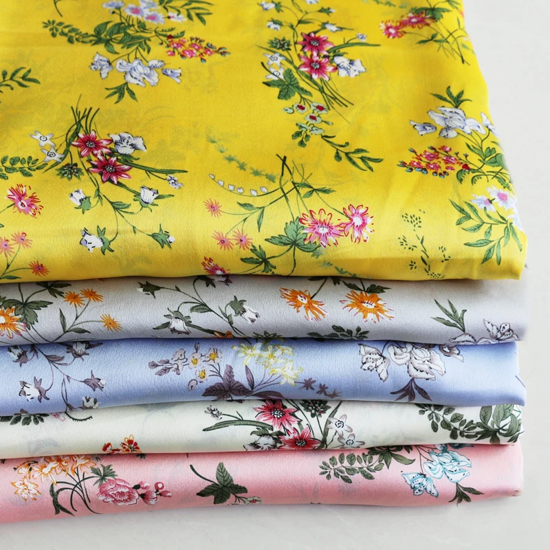 100 см * 150 элегантная цветочная ткань шармёз мягкая для платья текстиль Атлас креп