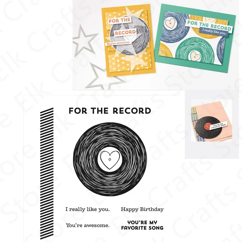 

RECORD Pattern Metal Cutting Dies and Clear Stamps For Diary Decoration Making Greeting Card Scrapbooking Arts 2022 New Arrival