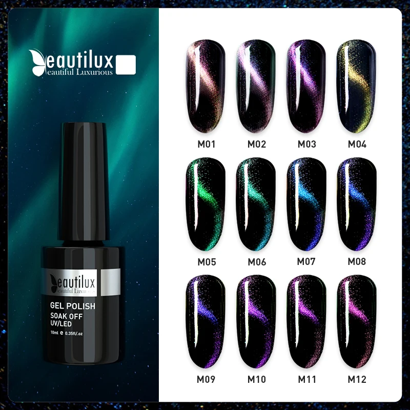 

Beautilux 4D Chameleon Cat Eye Gel Nail Polish Nails Art Design Magnetic Cats Eye Gels Varnish Semi Permanent Nail Lacquer 10ml