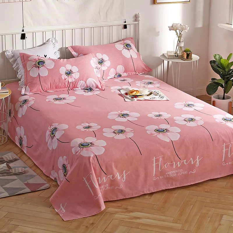 

100% Cotton flat sheets king size pretty flower love bed sheets twin queen size bed lines multicolor grids bed sheet Colorful