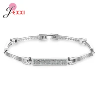 fashion cubic zircon bracelets for women girl 925 sterling silver square link wristband birthday party gifts fine jewelry