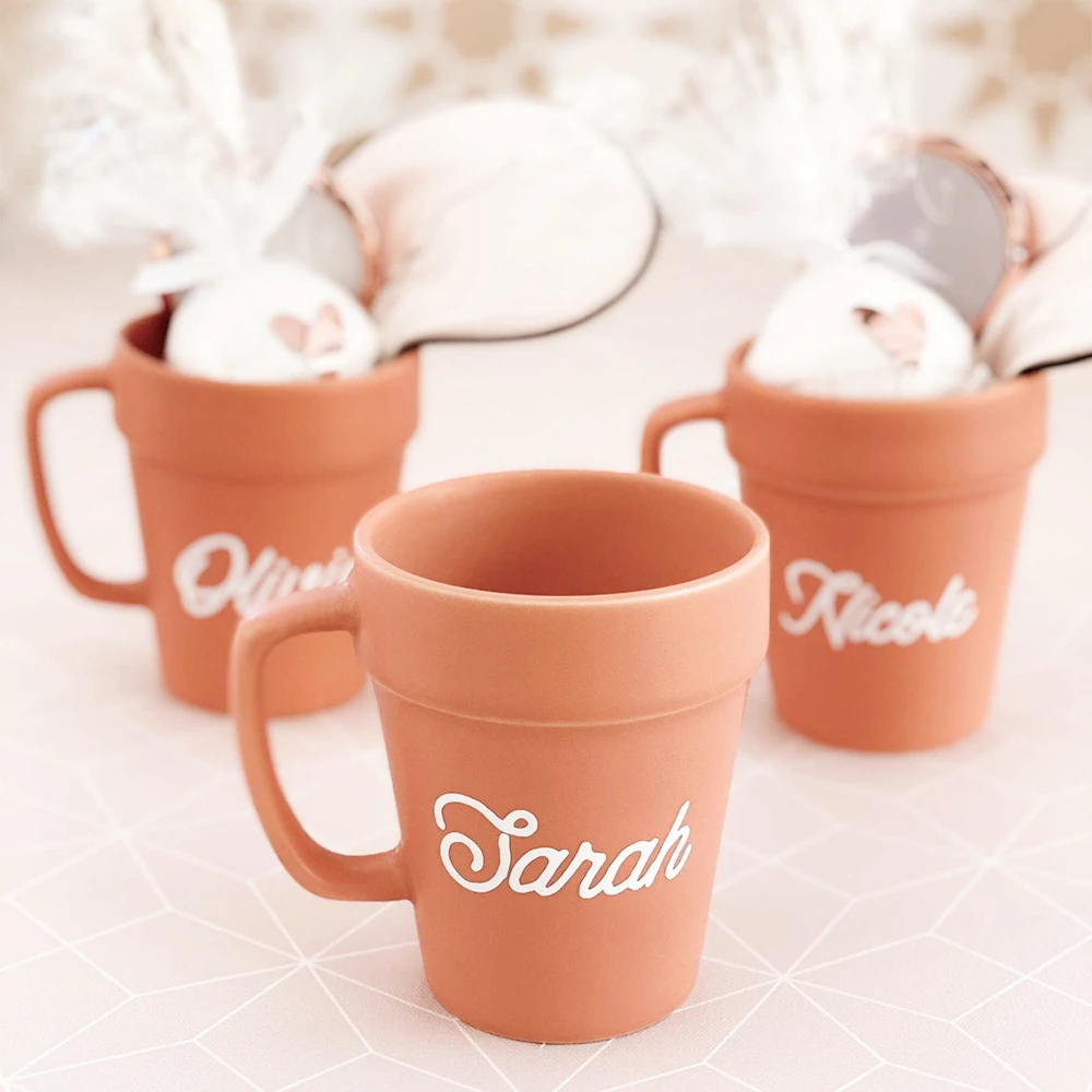 

Personalized Planter Shaped Mug Wedding Valentine's Day Christmas New Year Birthday Friends Mom Gifts Cute Gift for Her