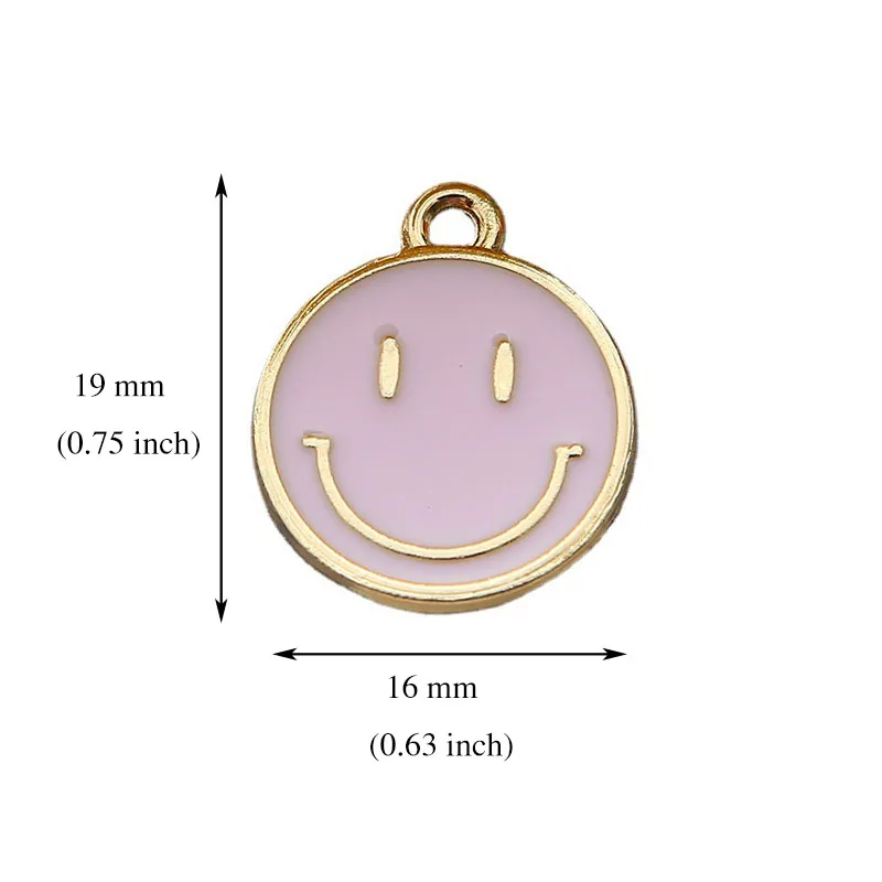 20Pcs Colorful Alloy Drop Oil Smiley Pendant Funny Cute Smile Face Jewelry Making Earrings Necklace Pendant Accessories 16*19mm images - 6