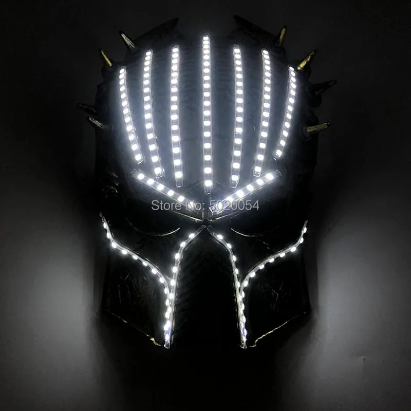 Маска для косплея по мотивам хищника светящаяся неоновая со светодиодной