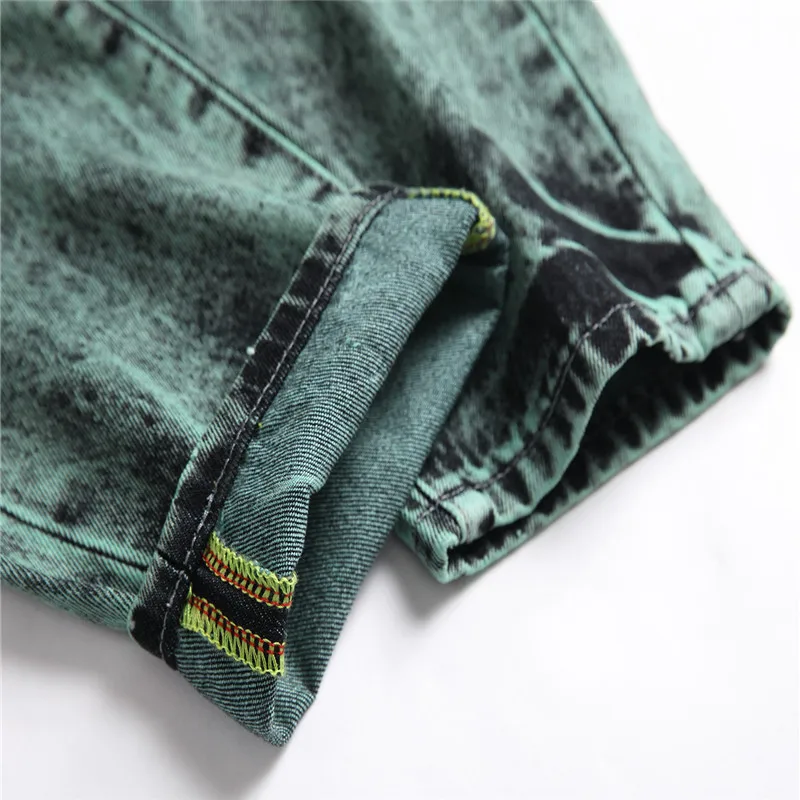 

Men Jeans Loose Plus Size Tie-dye Green Black Straight Hole High Street Trend Leisure Four Seasons Jeans Fashion Boyfriend Jeans