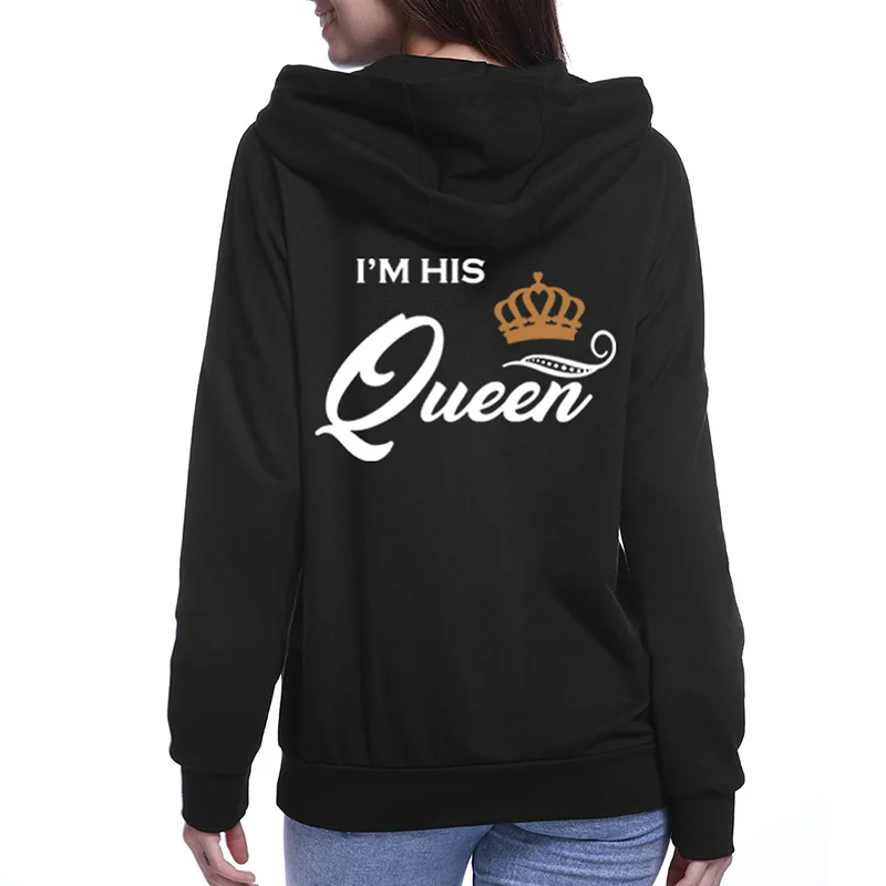 KING QUEEN толстовки для пар Harajuku для женщин мужчин унисекс черная толстовка с капюшоном длинный рукав женский пуловер Топы