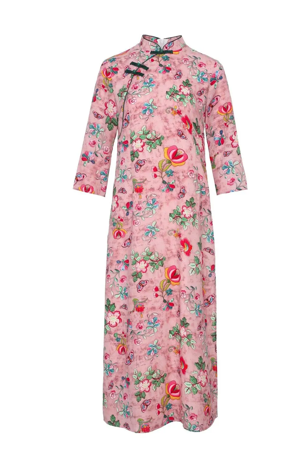 Женское платье с розовым цветочным принтом вьетнамское шифоновое qipao|ao dai|vietnam