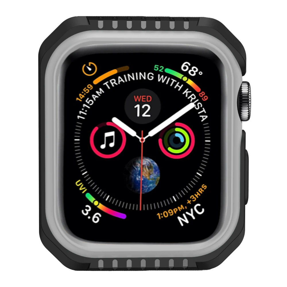 Black Gray Жесткий защитный чехол из силикона и поликарбоната для Apple Watch 5, 4, 40 мм, 44 мм, защитный чехол-бампер для iWatch Band Series 3, 2, 1, 38 мм, 42 мм - Цвет: Black Gray