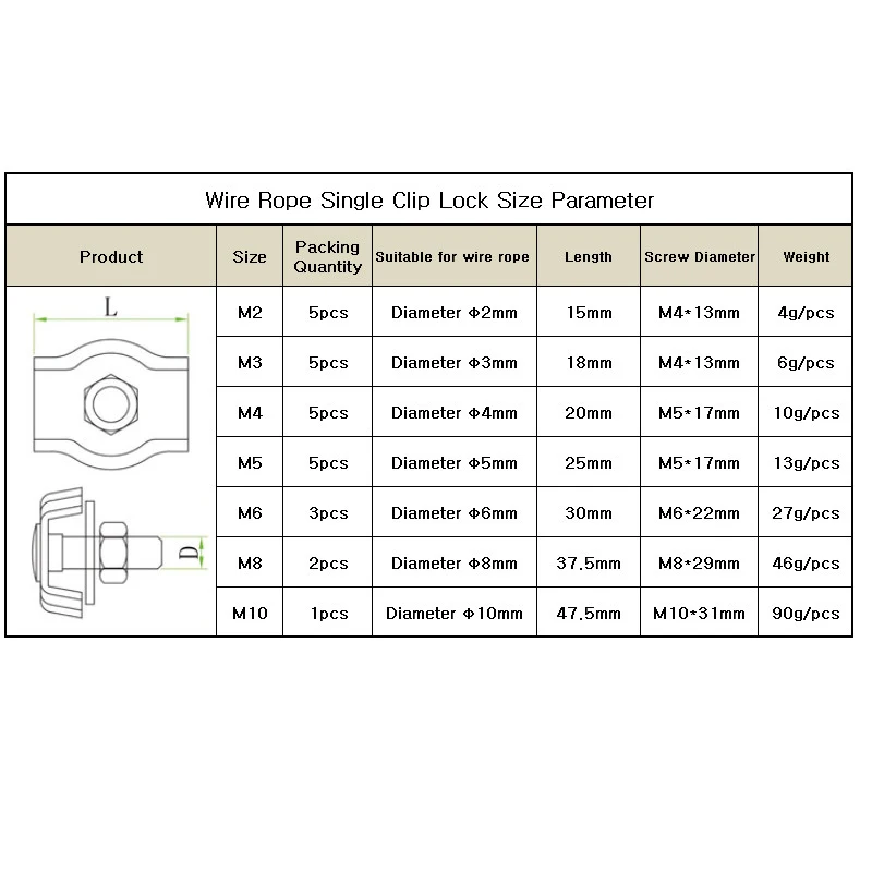 304 # трос из нержавеющей стали с одним зажимом патрон замок зажим для кабеля